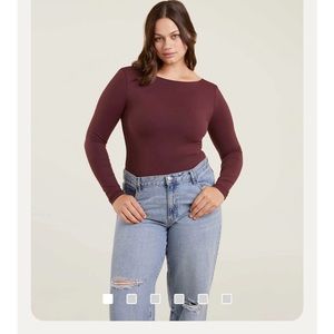 ISO nuuds open back bodysuit in Merlot